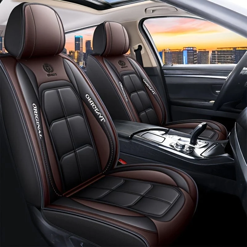 1 x Universal-Autositzbezüge, PU-Leder, Sitzbezüge, Kissen, Autositzschutzmatte für Limousine, SUV, Autozubehör (nur 1 Vordersitzbezug)