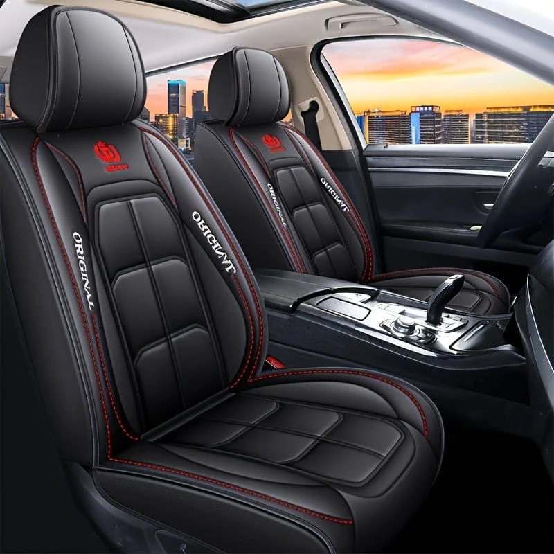 1 x Universal-Autositzbezüge, PU-Leder, Sitzbezüge, Kissen, Autositzschutzmatte für Limousine, SUV, Autozubehör (nur 1 Vordersitzbezug)