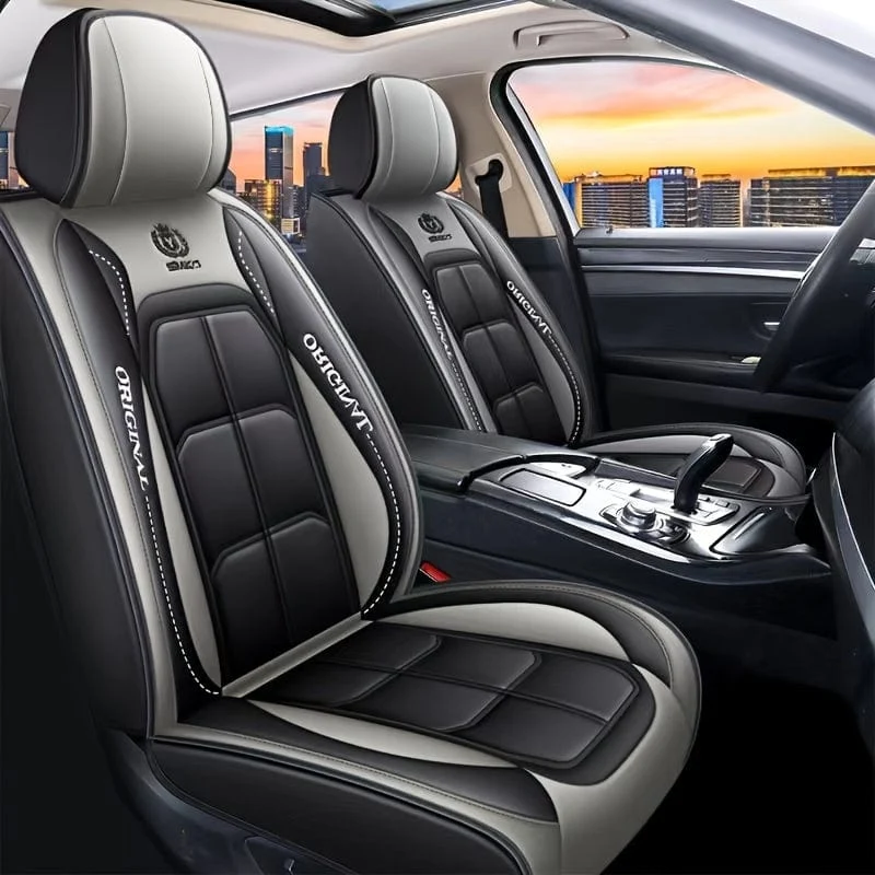 1 x Universal-Autositzbezüge, PU-Leder, Sitzbezüge, Kissen, Autositzschutzmatte für Limousine, SUV, Autozubehör (nur 1 Vordersitzbezug)