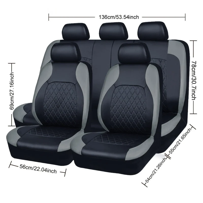 Autositzbezug aus PVC-Leder in Universalgröße für 5 Sitze, passend für die meisten Autos