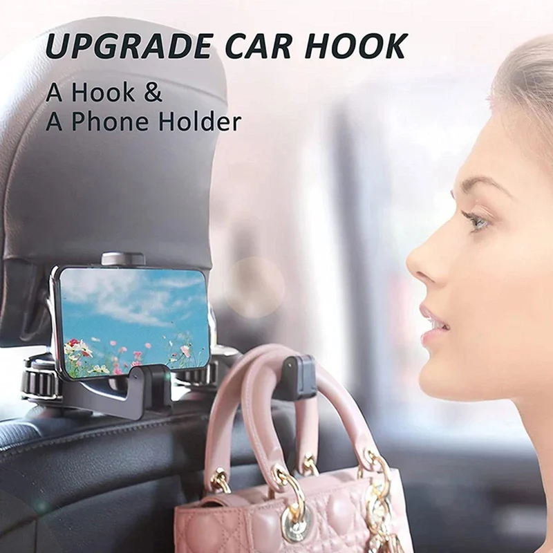 1 Packung versteckte Haken für die Kopfstütze im Auto, universelle multifunktionale Haken für die Kopfstütze im Auto, 2-in-1-Haken für den Autositz zum Aufhängen von Geldbörsen und Taschen, Handyhalter