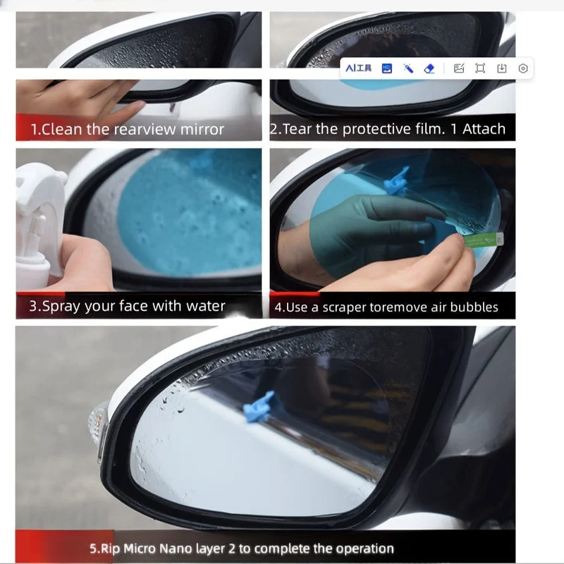 2 Stück Auto-Regenfolie, reflektierender Spiegel, Antibeschlag, Nano-Antibeschlagfolie, wasserabweisender Rückspiegel, regendichter Aufkleber