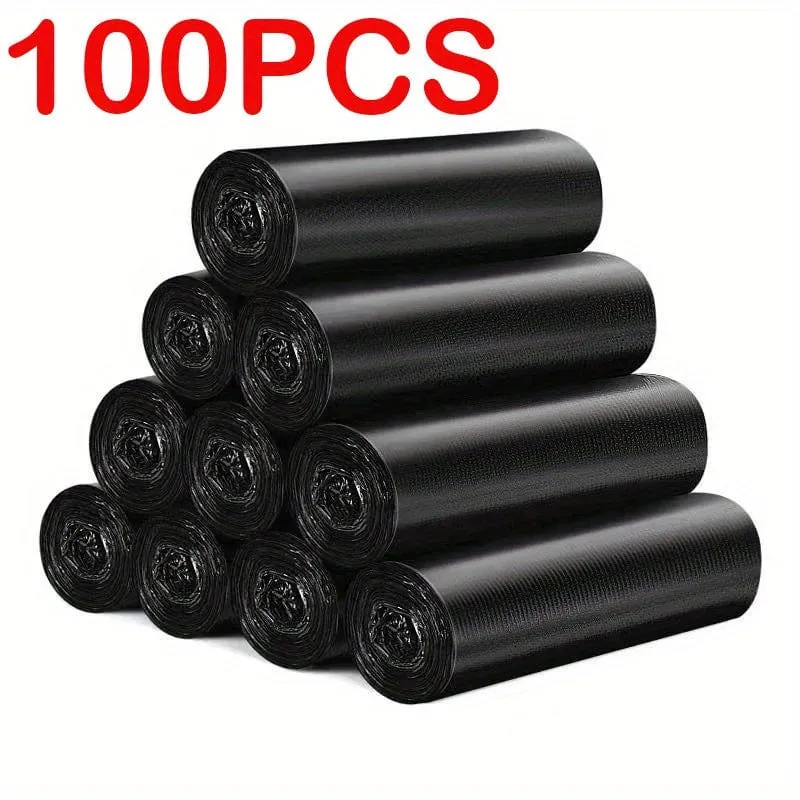 100 Stück schwarze Müllsäcke, 5–7 l, Müllsäcke – tragbare, einfache Müllsäcke, geeignet für Zuhause, Bad und Küche, Büro, Auto
