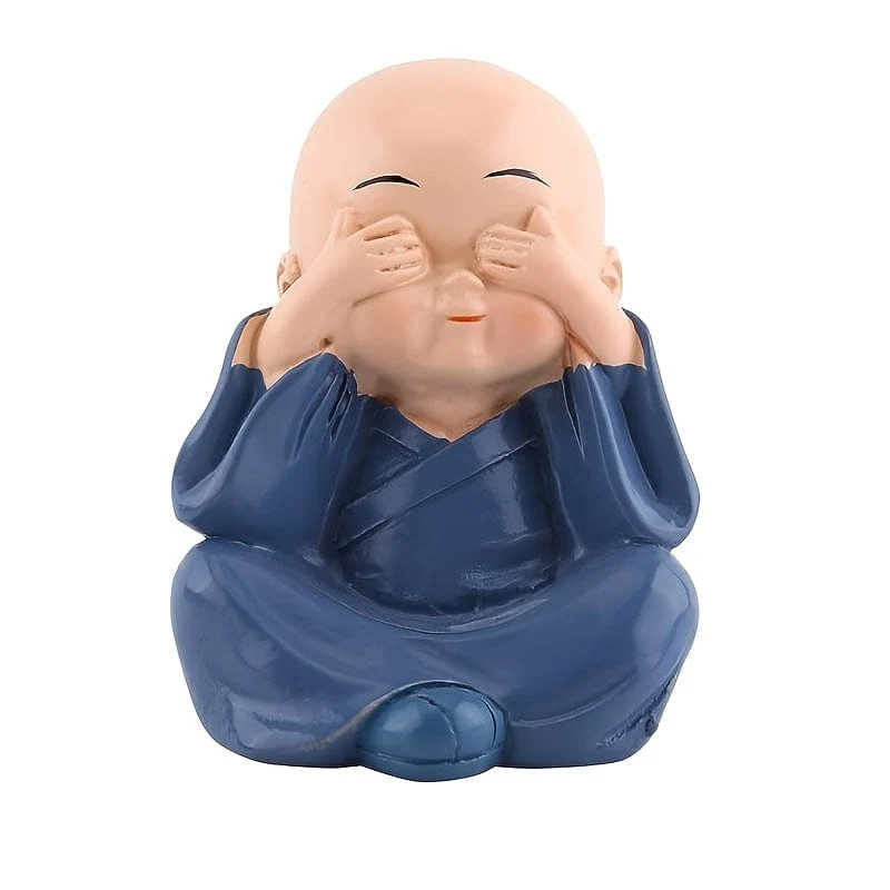 Ein Set aus 4 farbenfrohen Buddha-Statuen und Mönchsstatuen in Boxen, Autozubehör, kreative und praktische Geschenke, Schreibtische, Schlafzimmer, Bürolampendekorationen