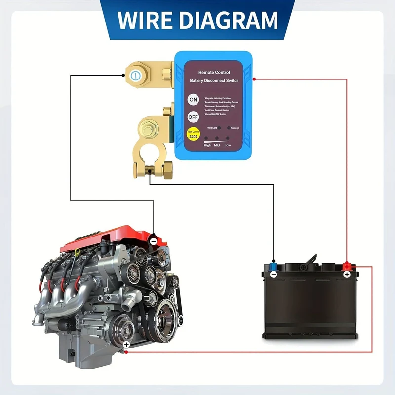 12V 240A Fernbedienung Batterie Trennen Start Inhibitor Automatische Abschaltung Schalter Fernbedienung Schalter Mit 2 Schlüssel Für Auto Lkw boot
