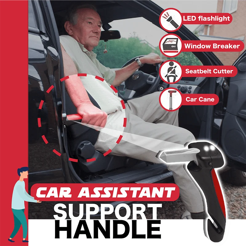 Auto-Assistent-Unterstützungsgriff, multifunktionaler Sicherheitstür-Aider-Griff, Assist Hammer Bar-Teile, Fensterbrecher mit LED-Dropship