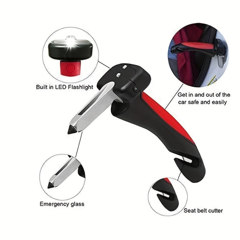 Auto-Assistent-Unterstützungsgriff, multifunktionaler Sicherheitstür-Aider-Griff, Assist Hammer Bar-Teile, Fensterbrecher mit LED-Dropship