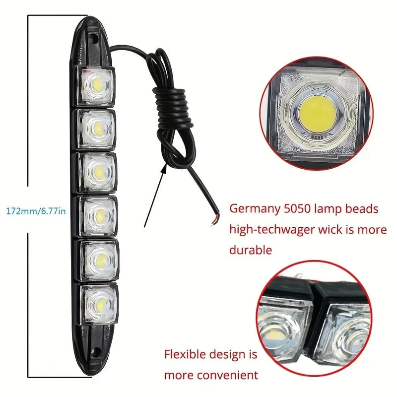 2 stücke Universal Auto Led DRL Tagfahrlicht Flexible 6SMD Weiß Eis Blau Wasserdicht Fahren Nebel Glühbirne Auto Styling DC 12V