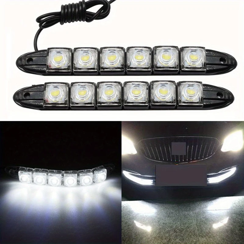 2 stücke Universal Auto Led DRL Tagfahrlicht Flexible 6SMD Weiß Eis Blau Wasserdicht Fahren Nebel Glühbirne Auto Styling DC 12V