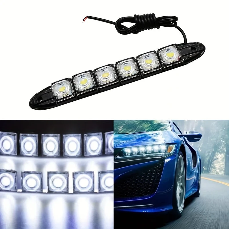 2 stücke Universal Auto Led DRL Tagfahrlicht Flexible 6SMD Weiß Eis Blau Wasserdicht Fahren Nebel Glühbirne Auto Styling DC 12V