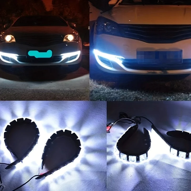 2 stücke Universal Auto Led DRL Tagfahrlicht Flexible 6SMD Weiß Eis Blau Wasserdicht Fahren Nebel Glühbirne Auto Styling DC 12V