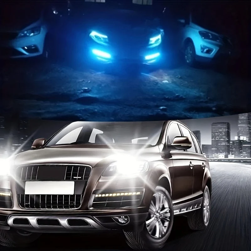 2 stücke Universal Auto Led DRL Tagfahrlicht Flexible 6SMD Weiß Eis Blau Wasserdicht Fahren Nebel Glühbirne Auto Styling DC 12V
