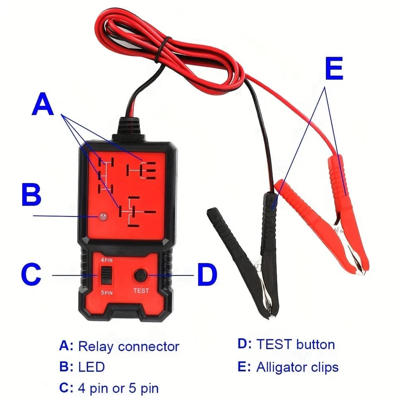 LED-Anzeigeleuchte, Autobatterieprüfer, elektronischer Kfz-Relaistester, Kfz-Relaistester, universell, 12 V