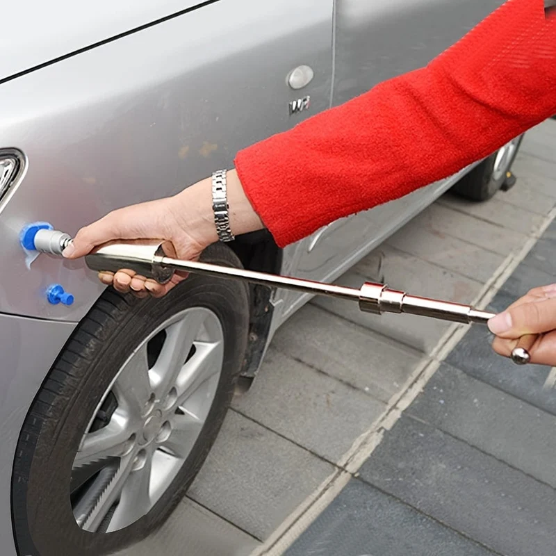 Werkzeug zum Entfernen von Dellen im Auto, Dellenzieher-Set zur lackfreien Dellenreparatur, Gleithammer-Werkzeuge mit 18 verdickten blauen Laschen zum Selbermachen von Dellen an der Karosserie