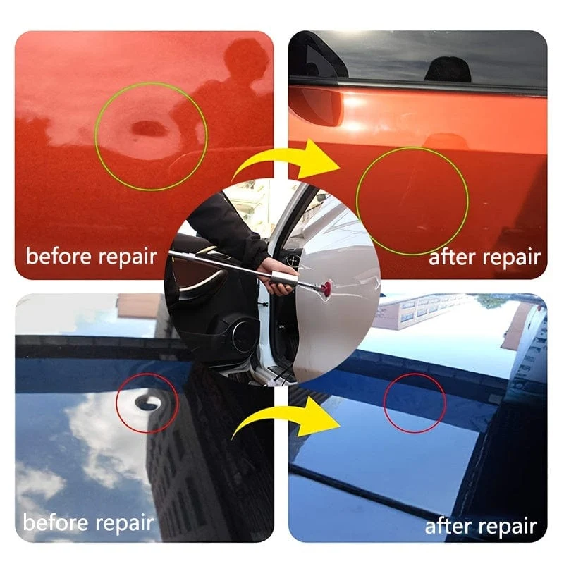 Werkzeug zum Entfernen von Dellen im Auto, Dellenzieher-Set zur lackfreien Dellenreparatur, Gleithammer-Werkzeuge mit 18 verdickten blauen Laschen zum Selbermachen von Dellen an der Karosserie