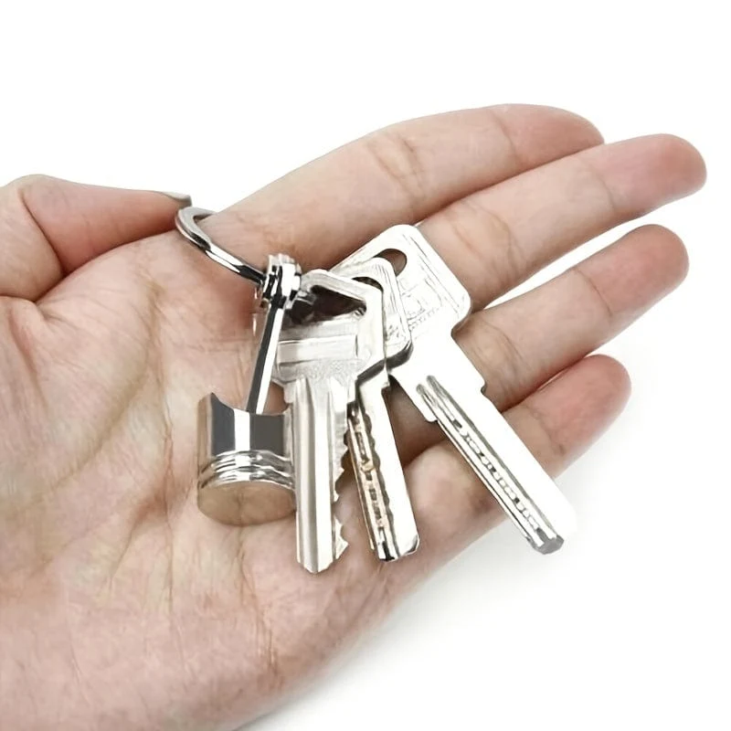 Auto Motor Kolben Stil Schlüsselanhänger Schlüsselanhänger Kreative Metall Kolben Modell Schlüsselanhänger Schlüsselanhänger Schlüsselanhänger Schlüsselanhänger Dekor Auto Zubehör