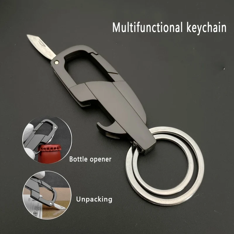 Multifunktionaler Schlüsselanhänger, Flaschenöffner, Schlüsselanhänger, Kartonöffner, Schlüsselanhänger, Metallstruktur, für Vater und Freund