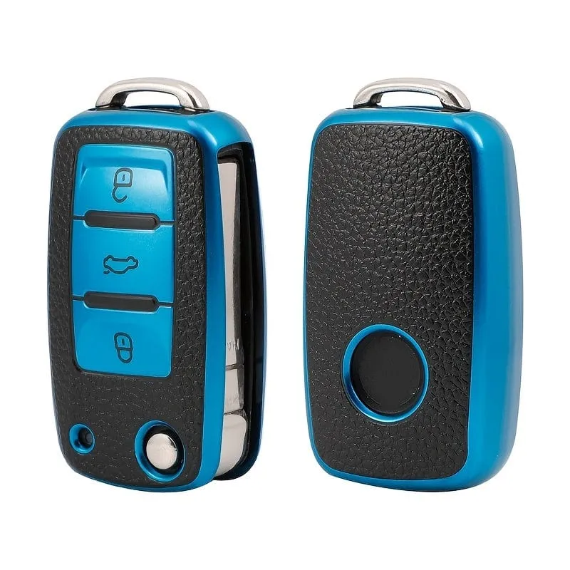 1 stück Leder TPU Autoschlüssel Fall Abdeckung Fob Shell Für VW Volkswagen Polo Tiguan Passat Golf Jetta Käfer Caddy Für Skoda Kodiaq Superb Octavia Zubehör