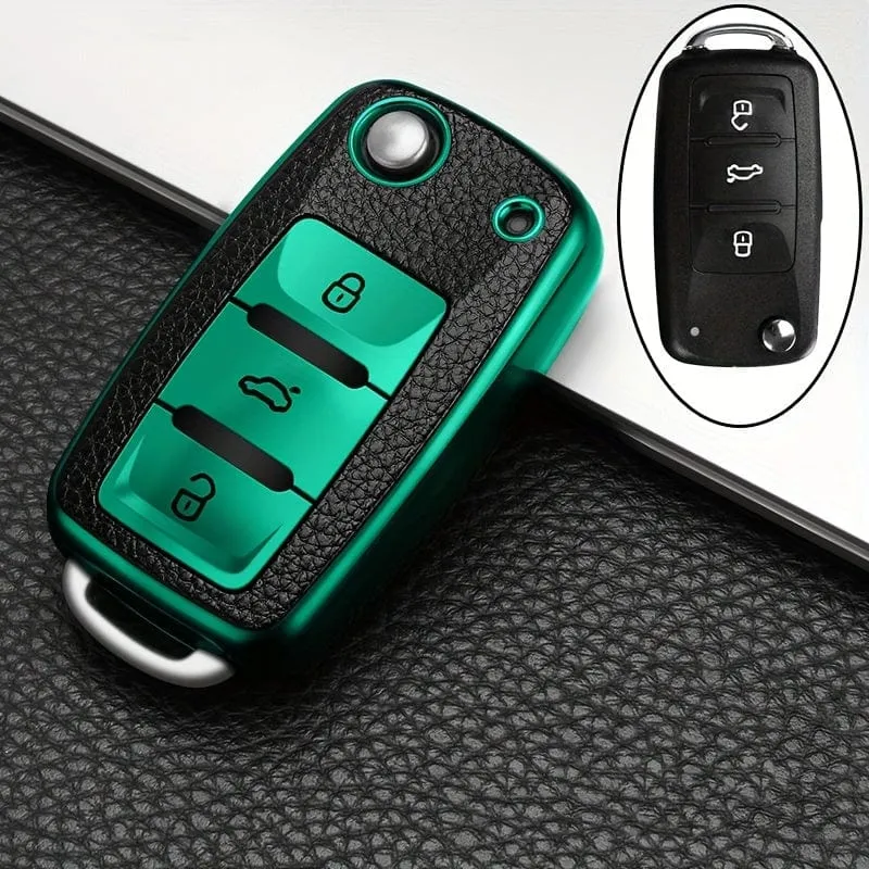 1 stück Leder TPU Autoschlüssel Fall Abdeckung Fob Shell Für VW Volkswagen Polo Tiguan Passat Golf Jetta Käfer Caddy Für Skoda Kodiaq Superb Octavia Zubehör