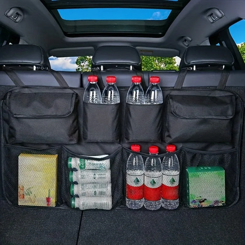 1 Stück große Kofferraum-Organizer-Tasche, multifunktionale Aufbewahrungstasche für die Rücksitzlehne, zusammenklappbare Aufbewahrungstasche zum Aufhängen, wasserdichte Tasche mit großer Kapazität