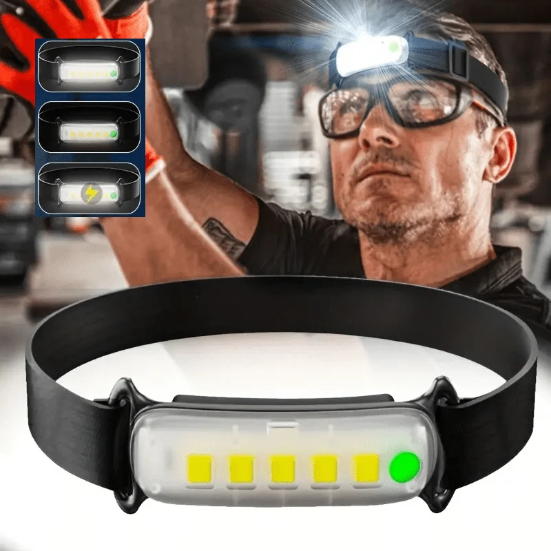 Verbesserte Version wiederaufladbare Mini-Stirnlampe, USB-Außen-Angellichter, wasserdichte Camping-Lampe, Arbeitslicht