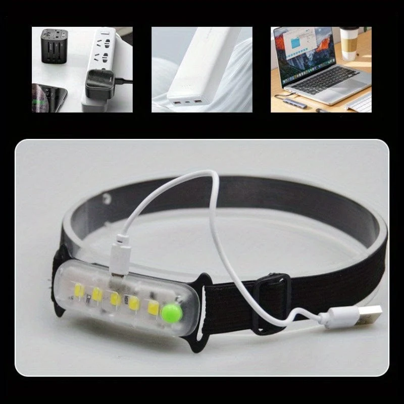 Verbesserte Version wiederaufladbare Mini-Stirnlampe, USB-Außen-Angellichter, wasserdichte Camping-Lampe, Arbeitslicht