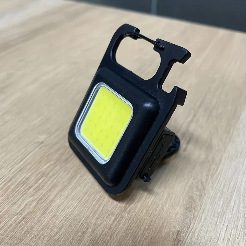 Wiederaufladbare COB-Schlüsselanhänger-Taschenlampe, 3 Lichtmodi, Arbeitslicht, tragbare Taschentaschenlampe, Schlüsselanhänger, kleiner Camping-Korkenzieher, Outdoor-Taschenlicht
