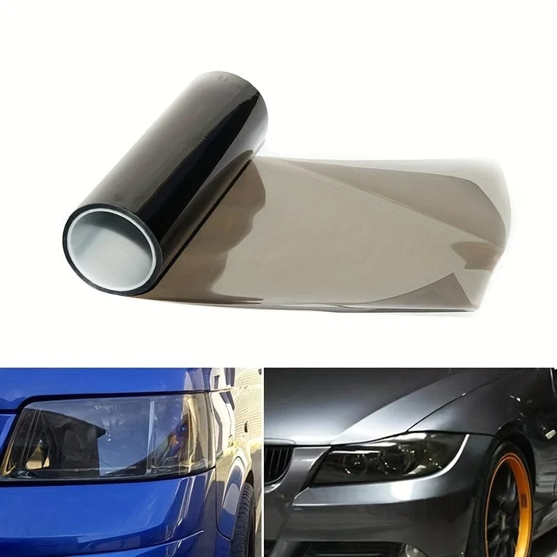 11.81 x 39.37 Zoll hellschwarzes Auto-Styling-Scheinwerfer- und Rücklicht-Vinyl-Tönungsaufkleber-Lampenfilm-Set