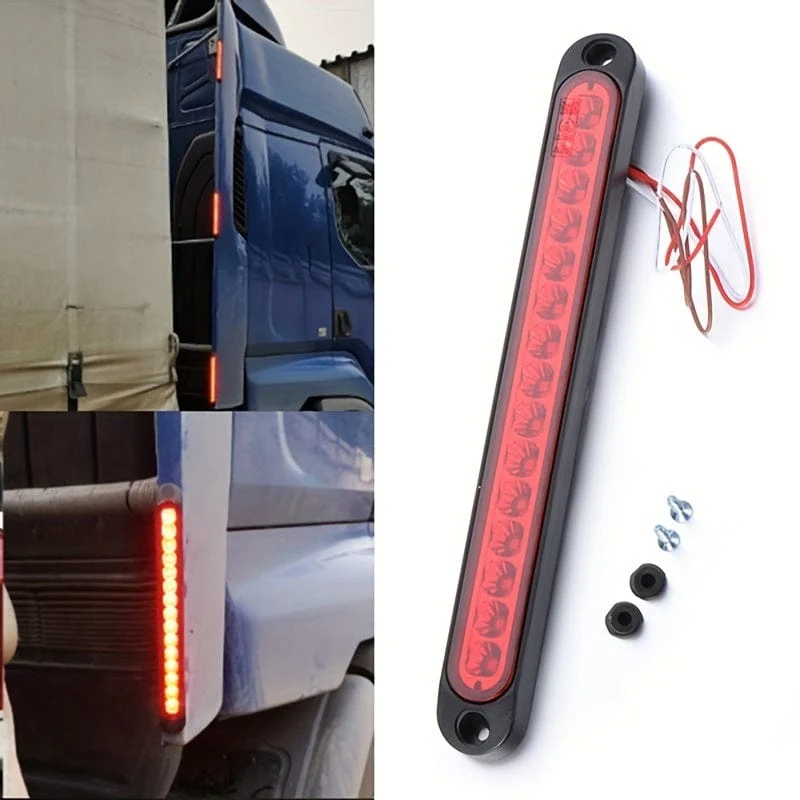 1pc 25CM 15 LED Red Sealed Trailer Truck RV Stop Tail Rear Brake Turn Light Bar