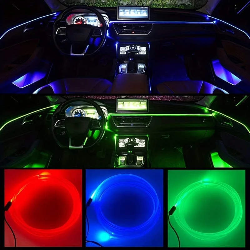 3 Meter 7 Farben RBG Auto-Innenraum-Atmosphärenbeleuchtung LED-Streifen Neon-LED-Autobeleuchtungsstreifen DIY flexible EL-Kaltlichtlinie Röhre Autodekoration