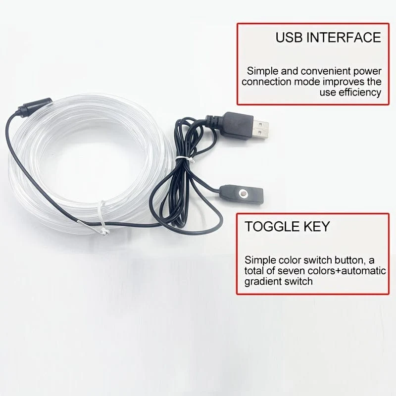 3 Meter 7 Farben RBG Auto-Innenraum-Atmosphärenbeleuchtung LED-Streifen Neon-LED-Autobeleuchtungsstreifen DIY flexible EL-Kaltlichtlinie Röhre Autodekoration