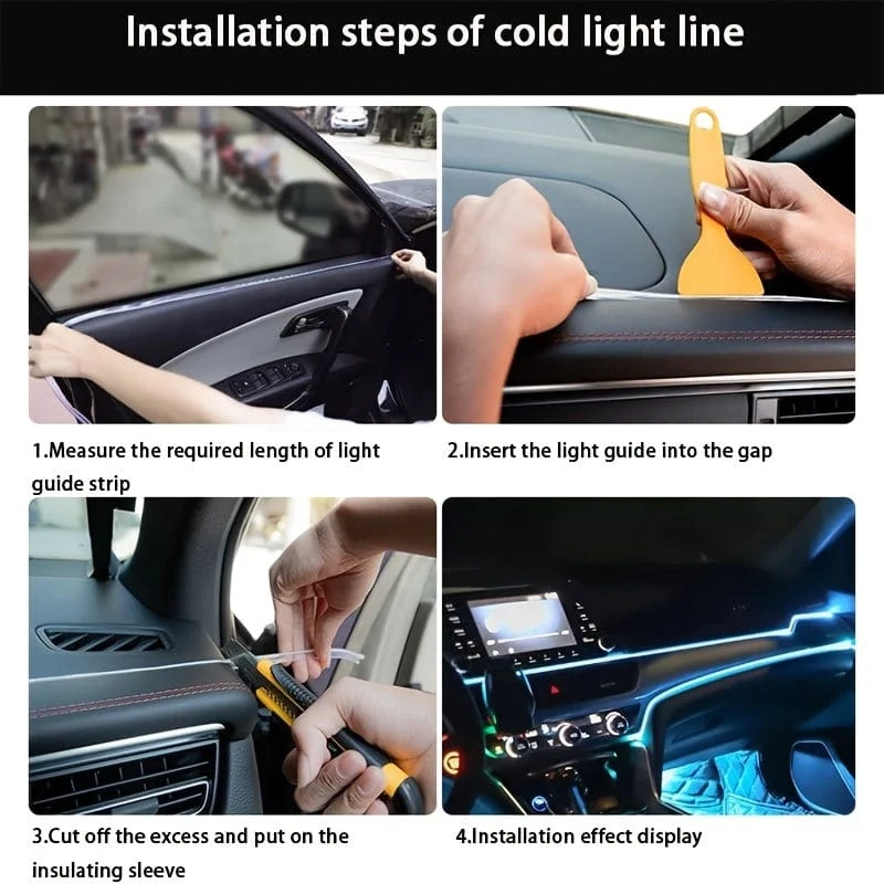 3 Meter 7 Farben RBG Auto-Innenraum-Atmosphärenbeleuchtung LED-Streifen Neon-LED-Autobeleuchtungsstreifen DIY flexible EL-Kaltlichtlinie Röhre Autodekoration