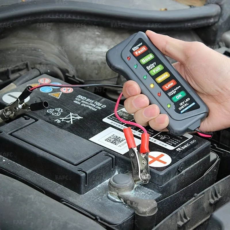 12 V Auto-Motorrad-Batterietester, digitaler Lichtmaschinentester, 6 LED-Leuchten, Anzeige, Auto-Diagnosetool, Auto-Batterietester, Autoreparatur