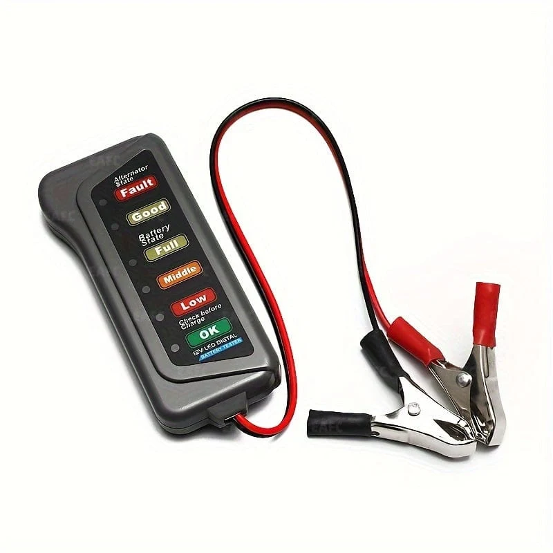 12 V Auto-Motorrad-Batterietester, digitaler Lichtmaschinentester, 6 LED-Leuchten, Anzeige, Auto-Diagnosetool, Auto-Batterietester, Autoreparatur
