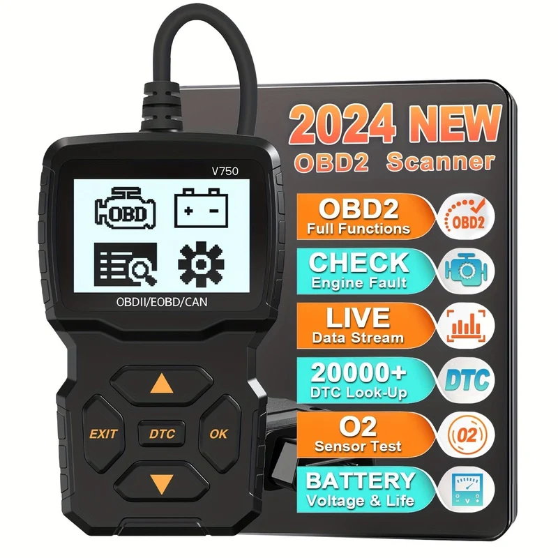 OBD2-Lesegerät, OBDII EOBD-Autocode-Scanner, Motorlicht-Fehlercode überprüfen, Live-Datenstrom, CAN-Diagnosetool für Autos mit OBD2-Protokoll seit 1996