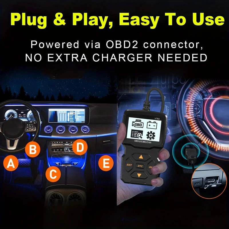 OBD2-Lesegerät, OBDII EOBD-Autocode-Scanner, Motorlicht-Fehlercode überprüfen, Live-Datenstrom, CAN-Diagnosetool für Autos mit OBD2-Protokoll seit 1996