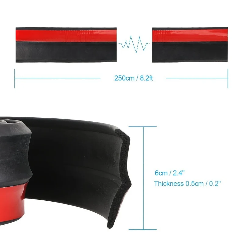 2.5 m/98.43 Zoll Universal Auto Front Stoßstange Lippe Gummi Stoßstange Schutz 60mm Stoßstange Lippe Streifen Auto Seite Rock Auto aufkleber Auto Styling