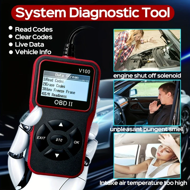 Kfz-OBD2-Diagnosescanner, Codeleser, Motorfehlercodeleser, Scanner kann Diagnose-Scan-Tool für alle Fahrzeuge mit OBD-II-Protokoll seit 1996, I/M-Bereitschaft, Batterietest, Code-Löschcode usw. diagnostizieren.