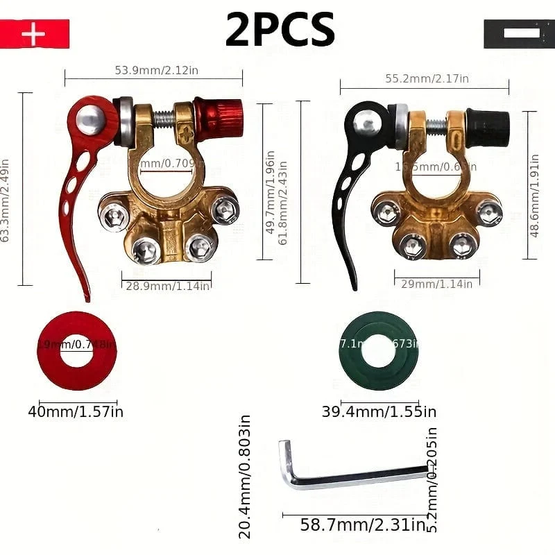 2 Stück positive und negative Autobatterie-Anschlussklemmen, verdickte Autobatterie-Anschlussklemmen