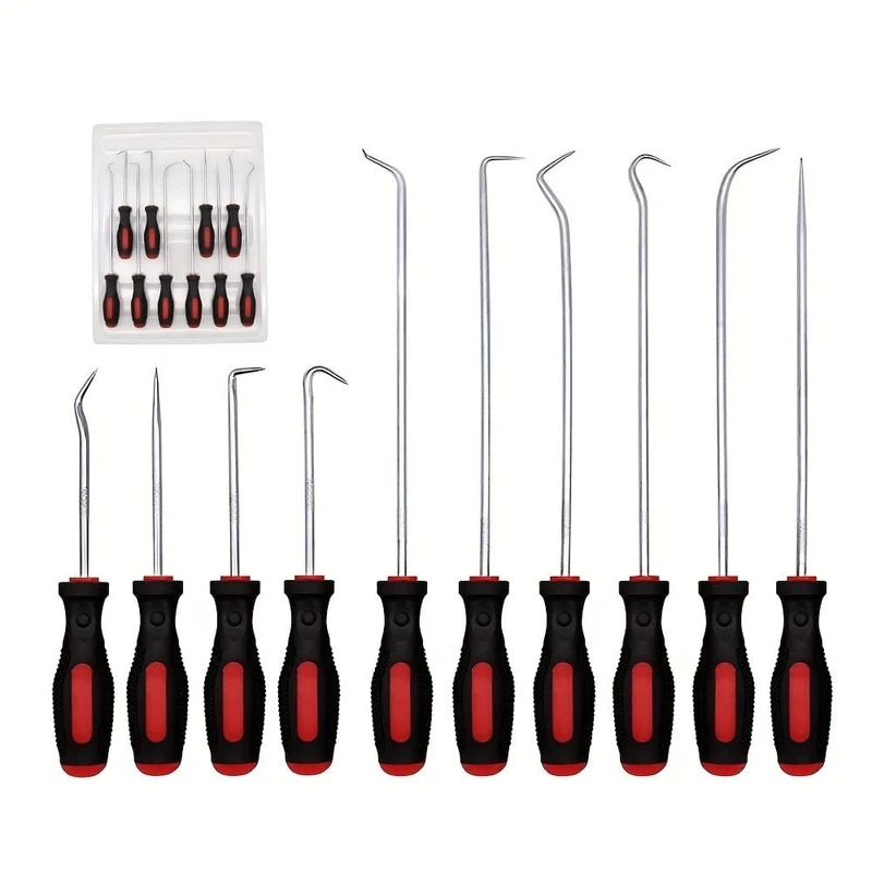 10-teiliges Pick & Hook-Set, extra langer O-Ring- und Dichtungsentferner, weicher Griff, verschiedene Formen