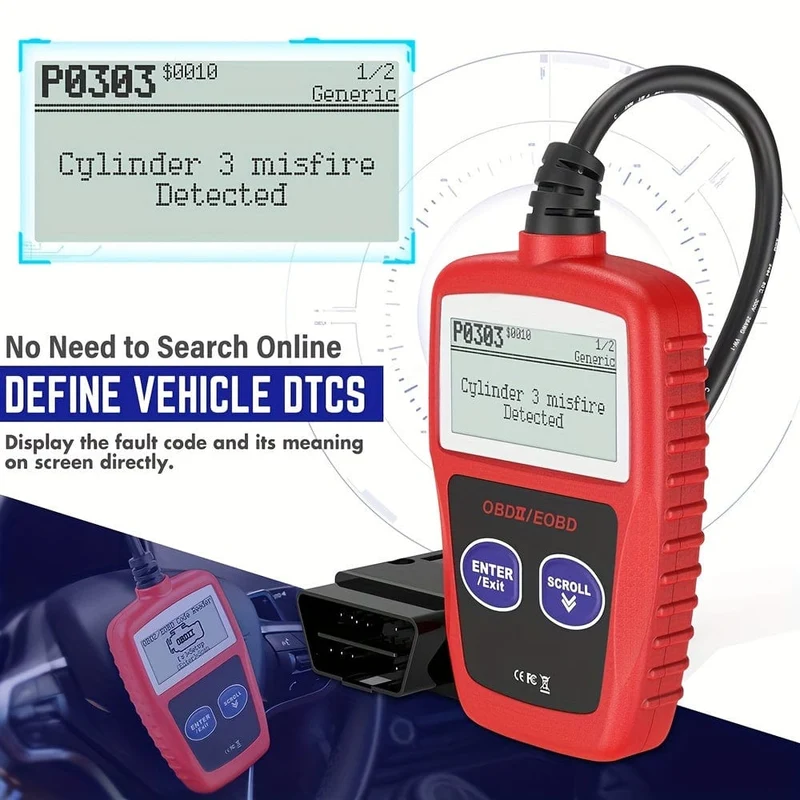 Klassischer, erweiterter Universal-OBD2-Scanner, Fehlercodeleser für Automotoren, Überprüfung des Motorlicht- und Abgasüberwachungsstatus, OBDII-CAN-Diagnose-Scan-Tool