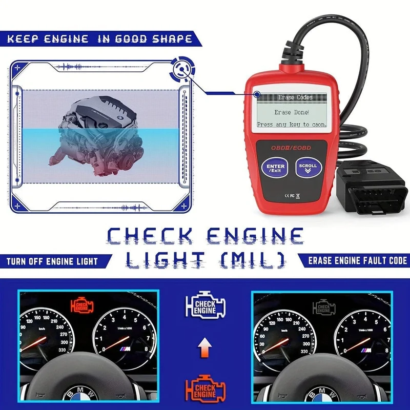 Klassischer, erweiterter Universal-OBD2-Scanner, Fehlercodeleser für Automotoren, Überprüfung des Motorlicht- und Abgasüberwachungsstatus, OBDII-CAN-Diagnose-Scan-Tool