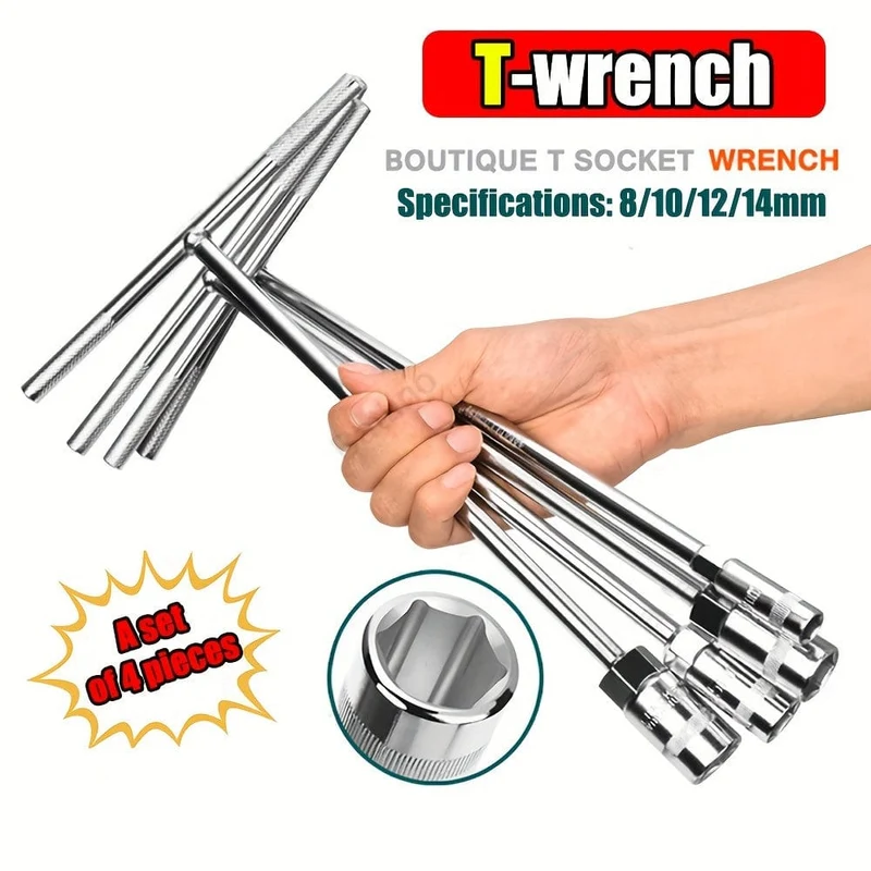 T-Griff metrischer Steckschlüsselsatz, 8 10 12 14 mm Innensechskant für Motorrad-Autoreparatur 4 Spezifikationen