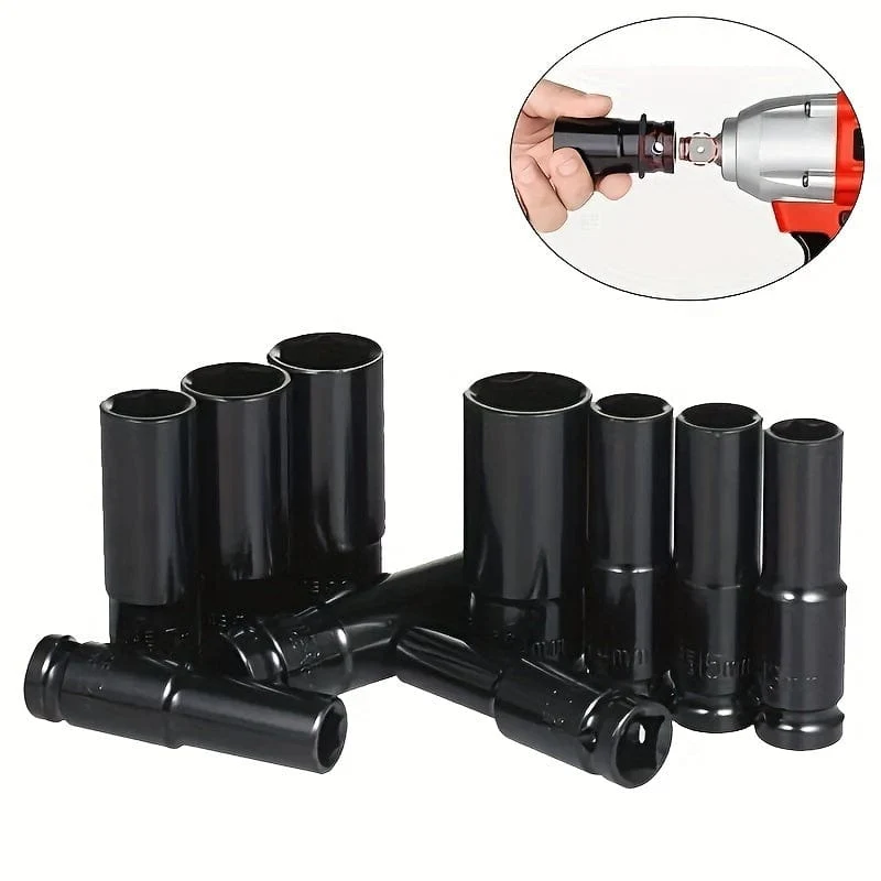 10-teiliges Set 1/2 Zoll 8–24 mm elektrischer langer Steckschlüssel Werkzeug-Steckschlüssel-Adapter Handwerkzeug Auto Zuhause Industrie-Reparatur-Werkzeug-Steckschlüssel-Set
