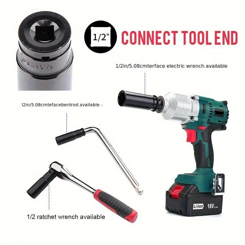 10-teiliges Set 1/2 Zoll 8–24 mm elektrischer langer Steckschlüssel Werkzeug-Steckschlüssel-Adapter Handwerkzeug Auto Zuhause Industrie-Reparatur-Werkzeug-Steckschlüssel-Set