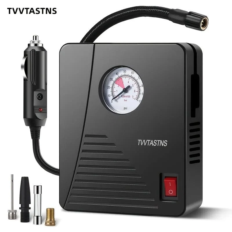 Luftkompressor Reifenfüller Tragbare Luftpumpe für Autoreifen 12V DC Autoreifenpumpe 100PSI mit LED-Licht für Auto, Fahrrad und andere Schlauchboote