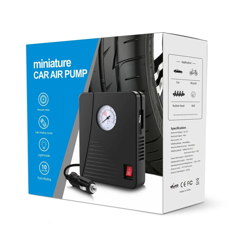 Luftkompressor Reifenfüller Tragbare Luftpumpe für Autoreifen 12V DC Autoreifenpumpe 100PSI mit LED-Licht für Auto, Fahrrad und andere Schlauchboote