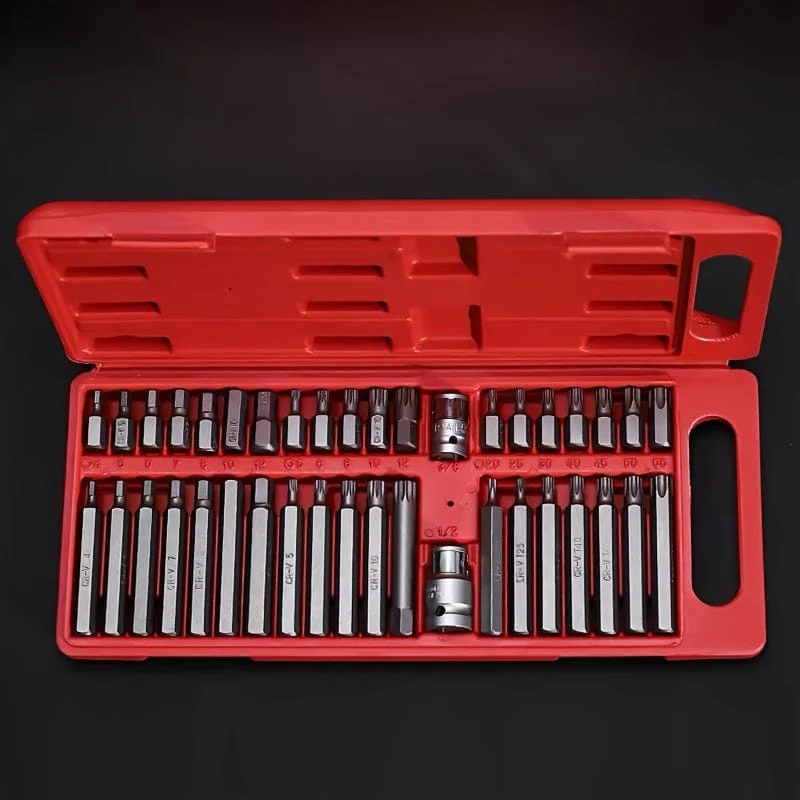 40-teiliges Spezial-Spline-Werkzeugset für die Autoreparatur und -wartung, Torx-Stern-Spline-Sechskant- und Zwölfwinkel-Steckschlüssel-Bit-Set