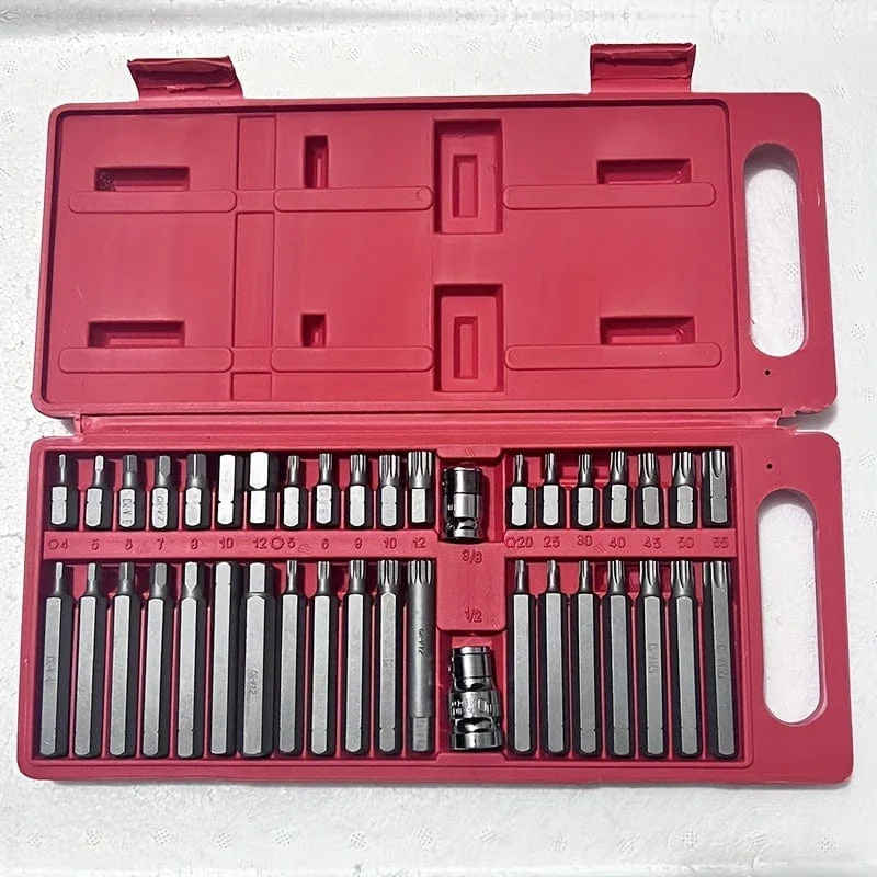 40-teiliges Spezial-Spline-Werkzeugset für die Autoreparatur und -wartung, Torx-Stern-Spline-Sechskant- und Zwölfwinkel-Steckschlüssel-Bit-Set
