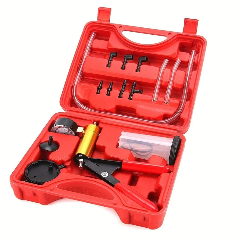 2-in-1-Bremsenentlüftungsset, Handvakuumpumpen-Testset, für Automobile mit geschütztem Gehäuse, Adaptern, Ein-Mann-Bremsen- und Kupplungsentlüftungssystem